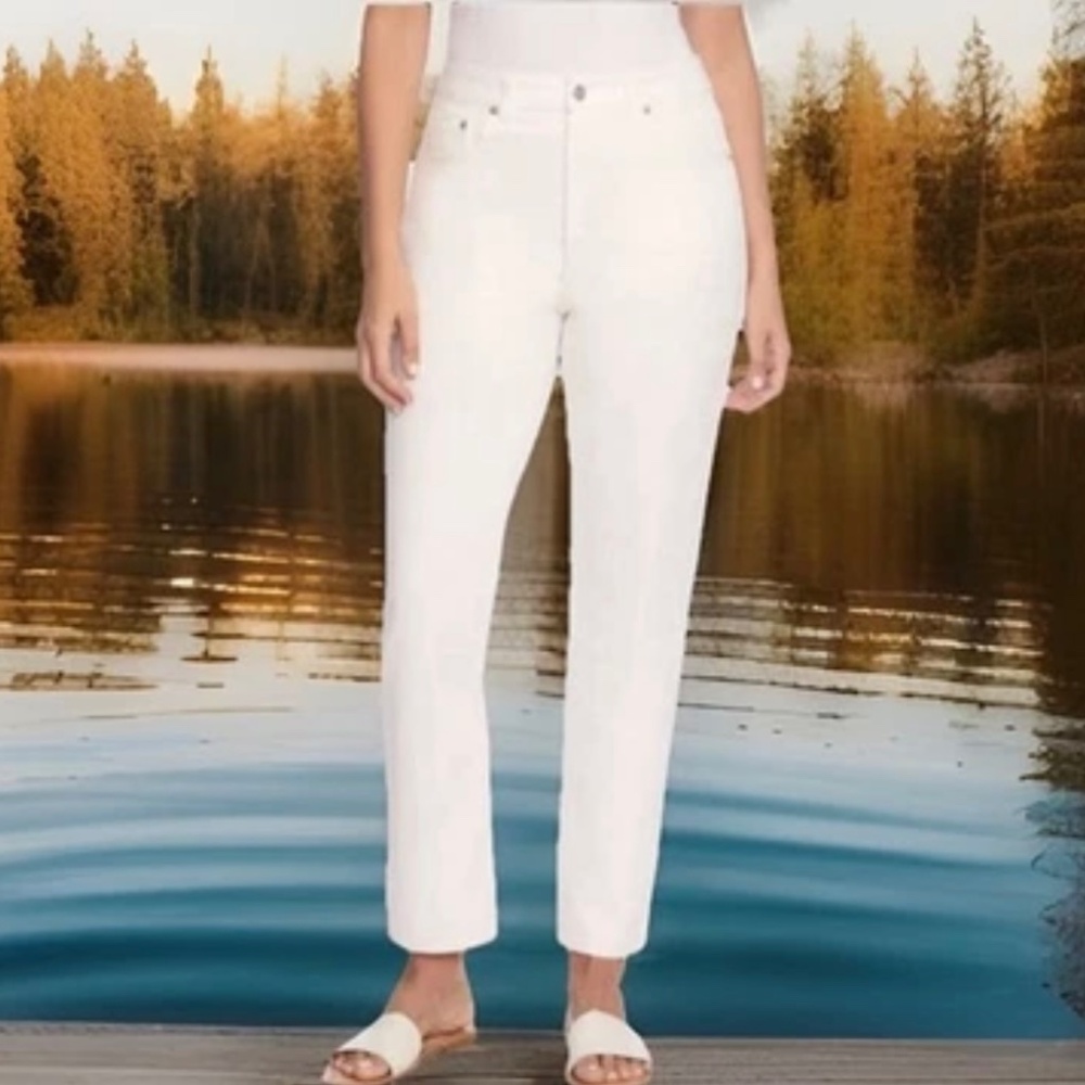 Frye High-Rise Crop Jeans Cuffed Hem Ivory Denim Women's Quick Ship - Picture 5 of 6
